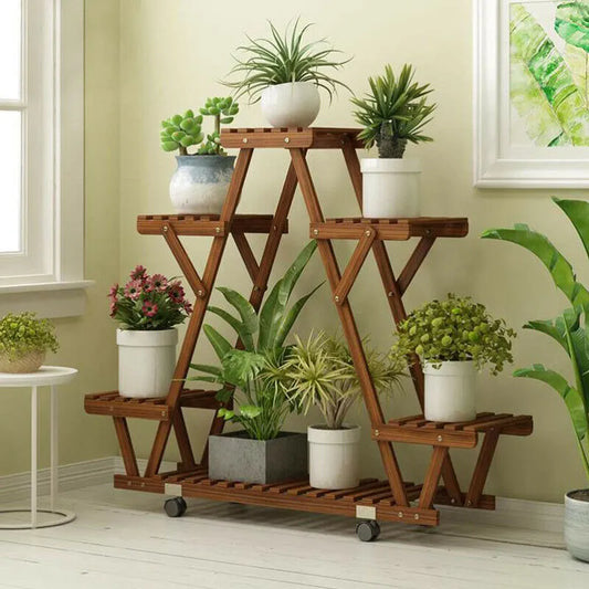 Triangular Wood Plant Shelf