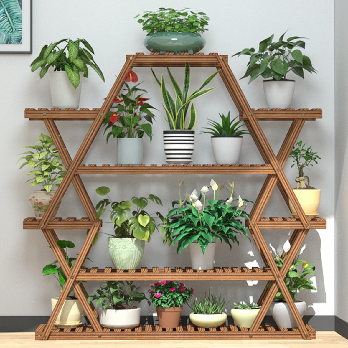 Wood plant shelf