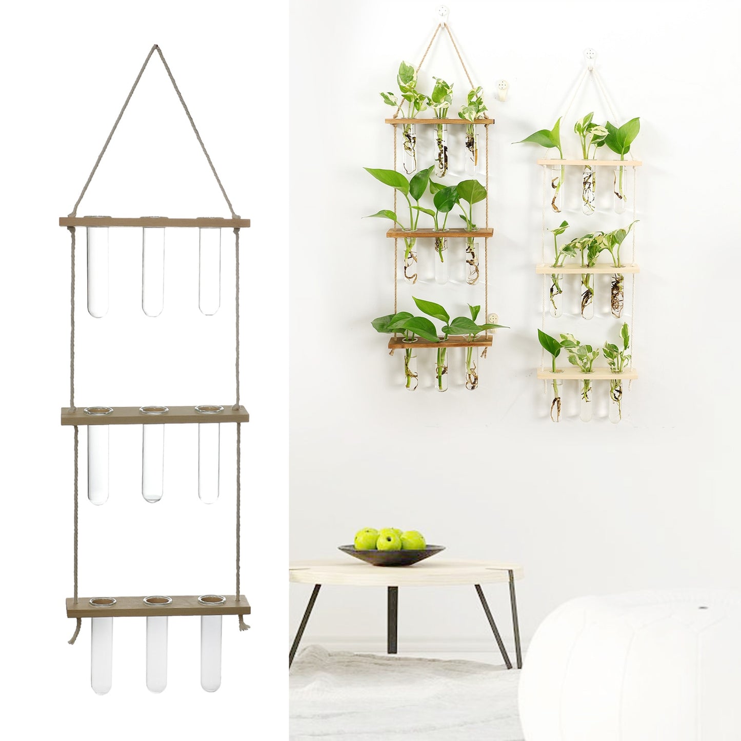 Hanging tripple lair test tubes wood propagation station
