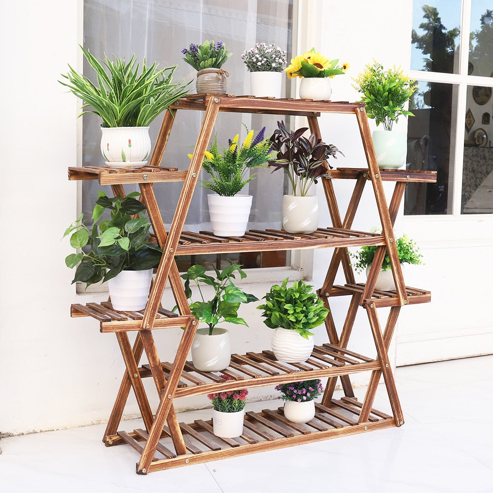 wood 6 tier plant shelf