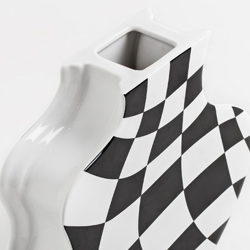 Black and white ceramic vase