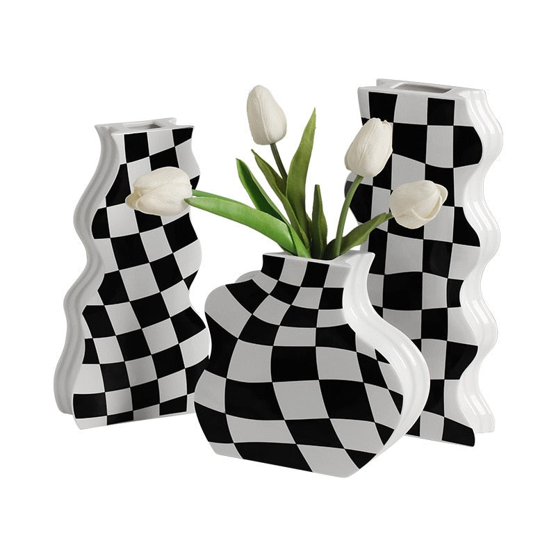 Black and white ceramic vase