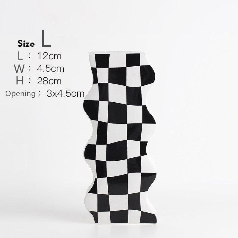 Black and white ceramic vase