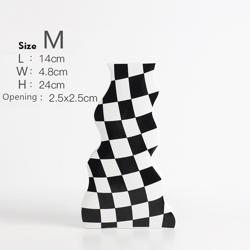 Black and white ceramic vase