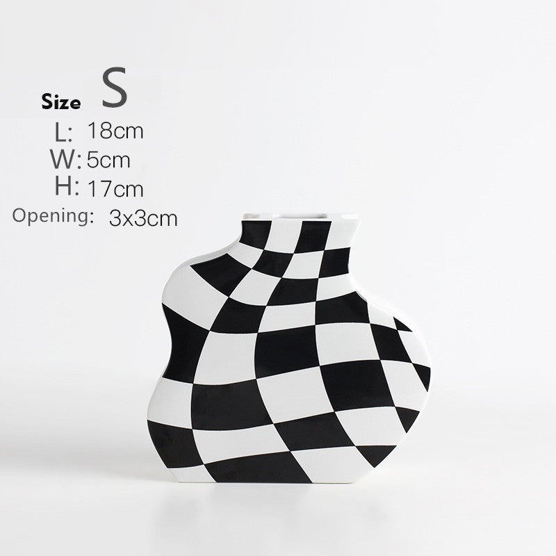 Black and white ceramic vase