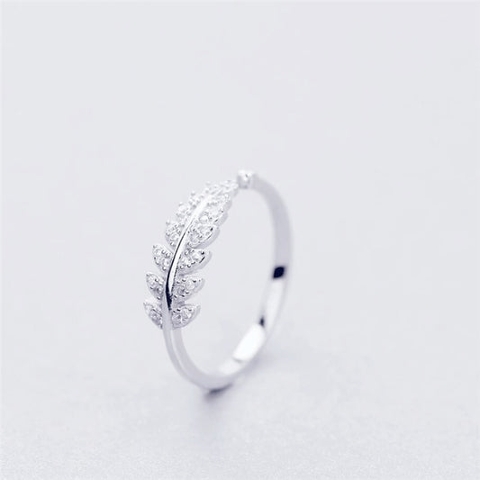 925 sterling silver fern leaf resizable ring