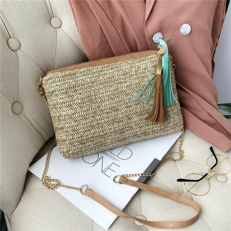 Leaf Printed single strap straw hand bag - Leaf and Leisure