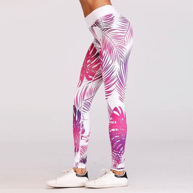 Leaf print breathable leggings - Leaf and Leisure