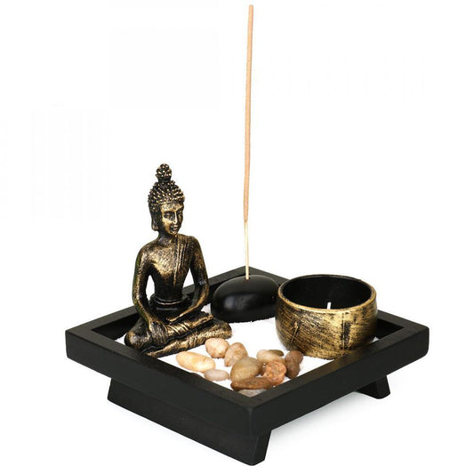 Sitting Buddha incense zen garden - Leaf and Leisure