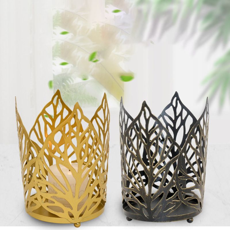 Iron leaf candle holder