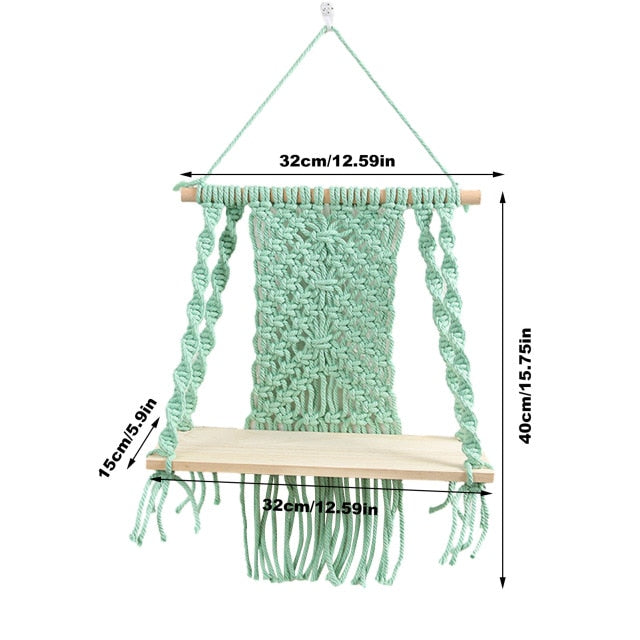 Macrame boho shelf