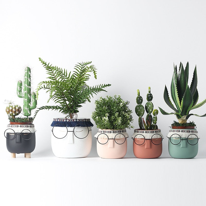 Nordic ceramics face pot