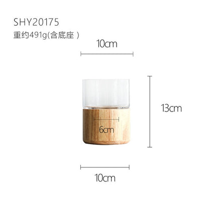 Round wood based glass vase
