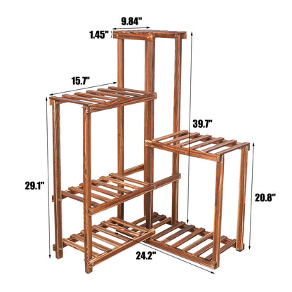 Corner wood plant stand