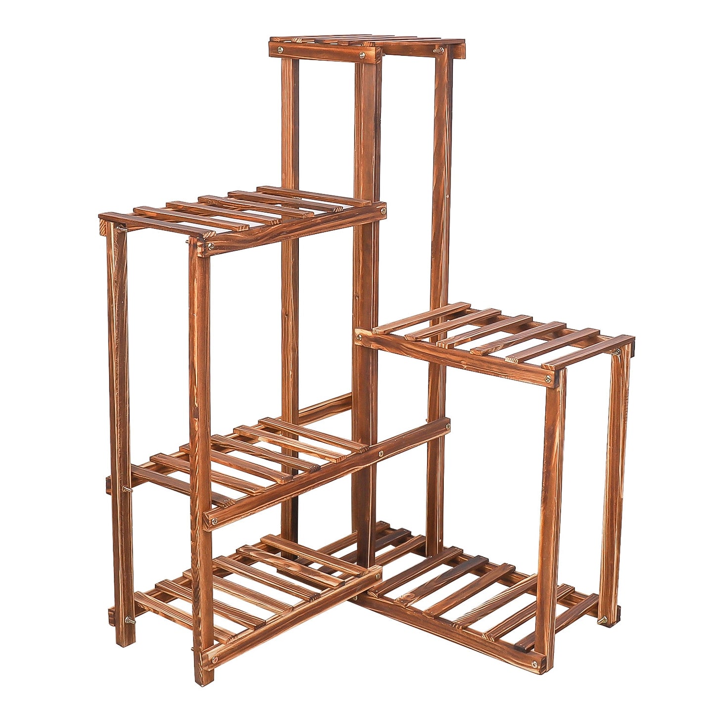 Corner wood plant stand