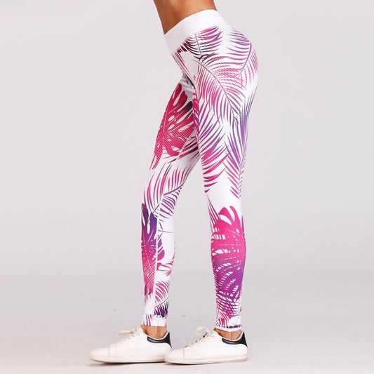 Leaf print breathable leggings - Leaf and Leisure